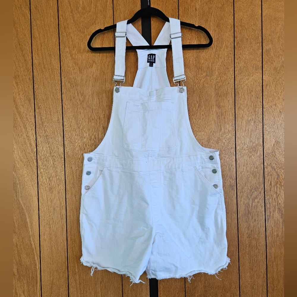 Gap white denim shortalls